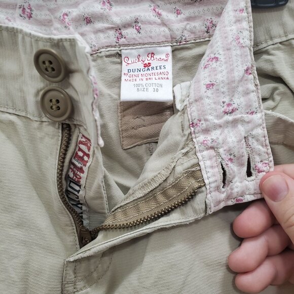 Lucky Brand Dungarees Womens Vintage Khaki Tan Ripstop Cropped Cargo Pants 10/30 - Picture 6 of 11